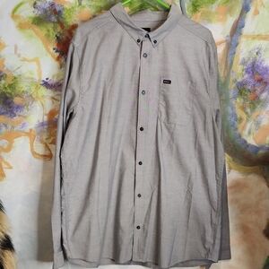 RVCA Blue and Gray Dress Shirt with Classic Collar
